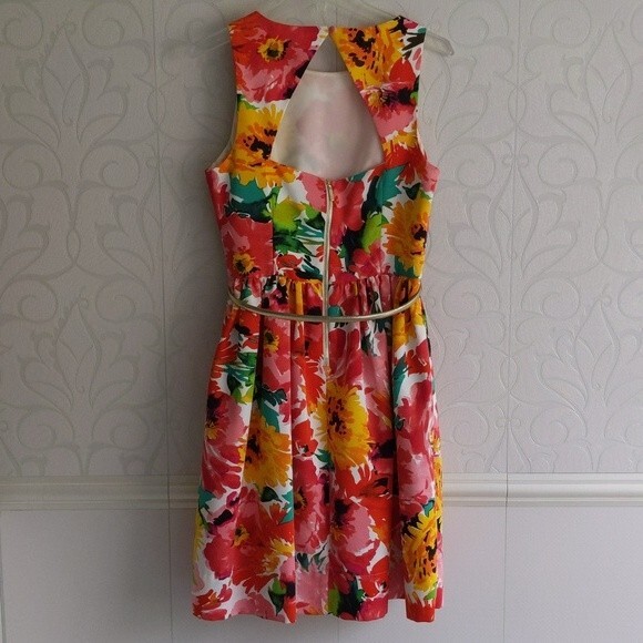 Eliza J Multi Color Floral Print Dress Size 10 - Picture 2 of 6